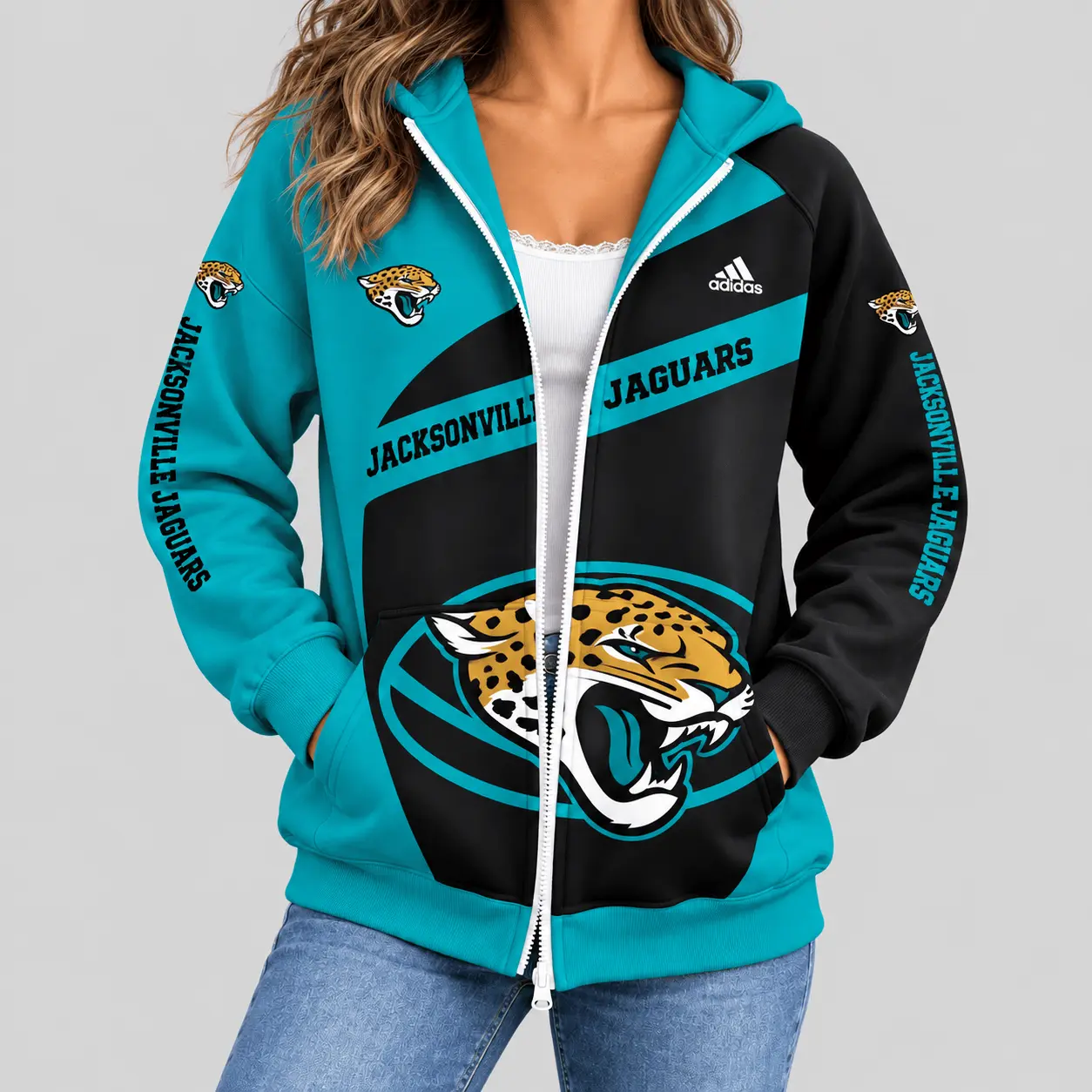Jacksonville Jaguars | NFL Diagonal Stripe Zip Hoodie
