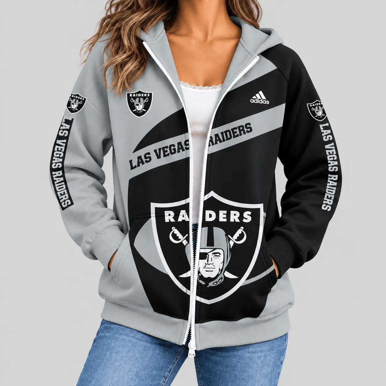Las Vegas Raiders | NFL Diagonal Stripe Zip Hoodie