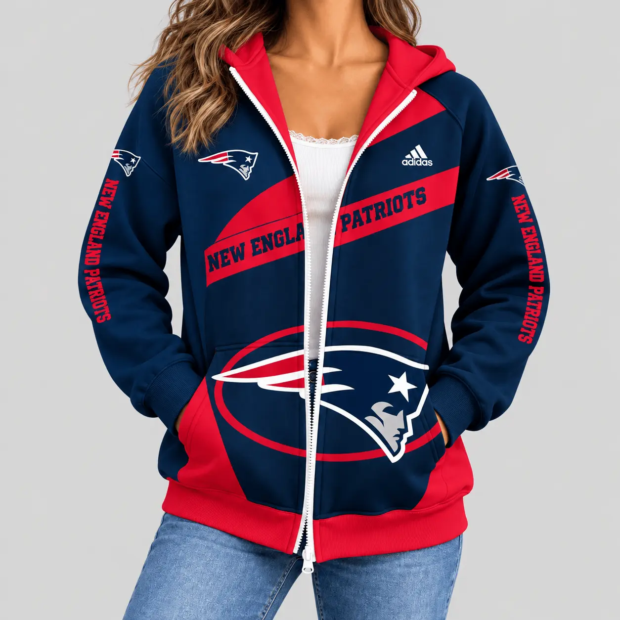 New England Patriots | NFL Diagonal Stripe Zip Hoodie
