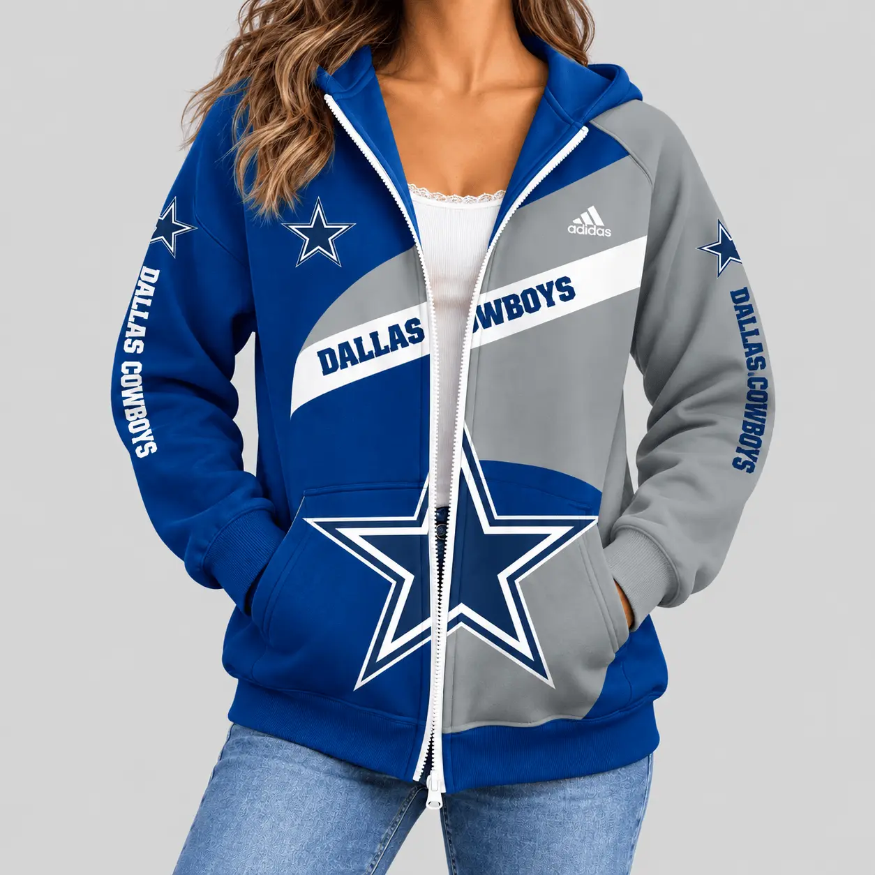 Dallas Cowboys | NFL Diagonal Stripe Zip Hoodie