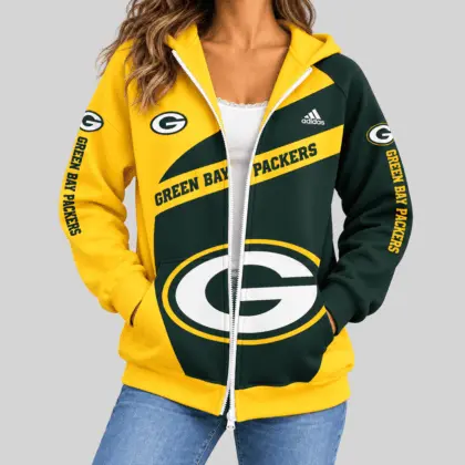 Green Bay Packers | NFL Diagonal Stripe Zip Hoodie