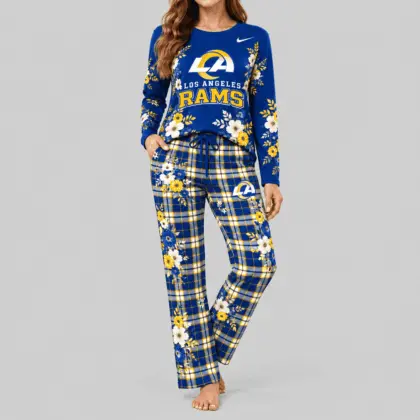 Los Angeles Rams | NFL Floral Plaid Pajama Set