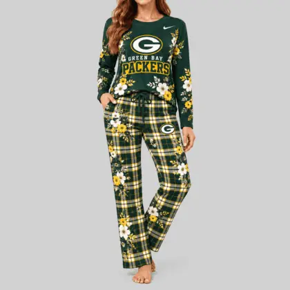 Green Bay Packers | NFL Floral Plaid Pajama Set