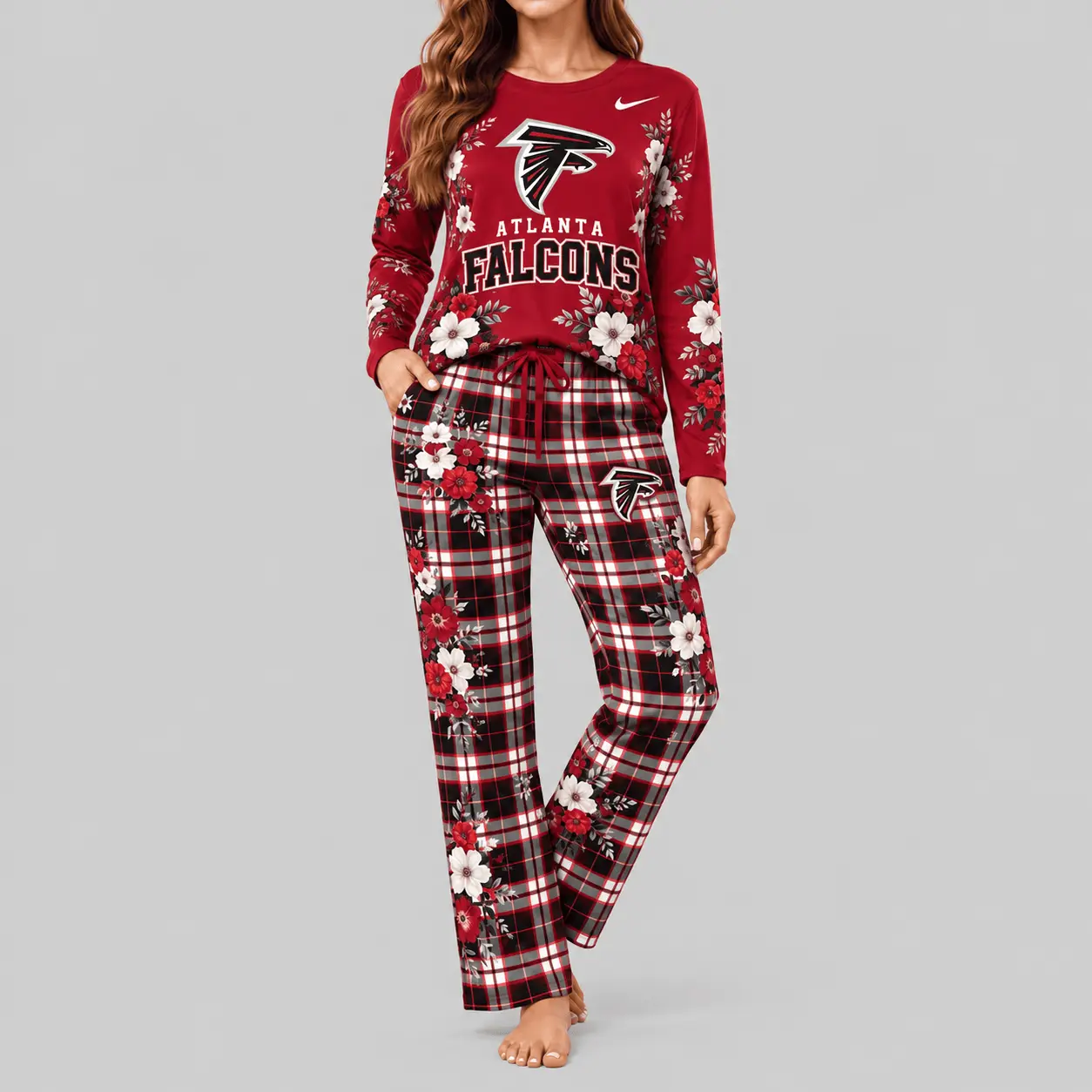 Atlanta Falcons | NFL Floral Plaid Pajama Set