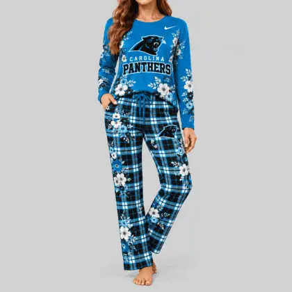 Carolina Panthers | NFL Floral Plaid Pajama Set