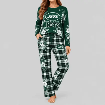New York Jets | NFL Floral Plaid Pajama Set