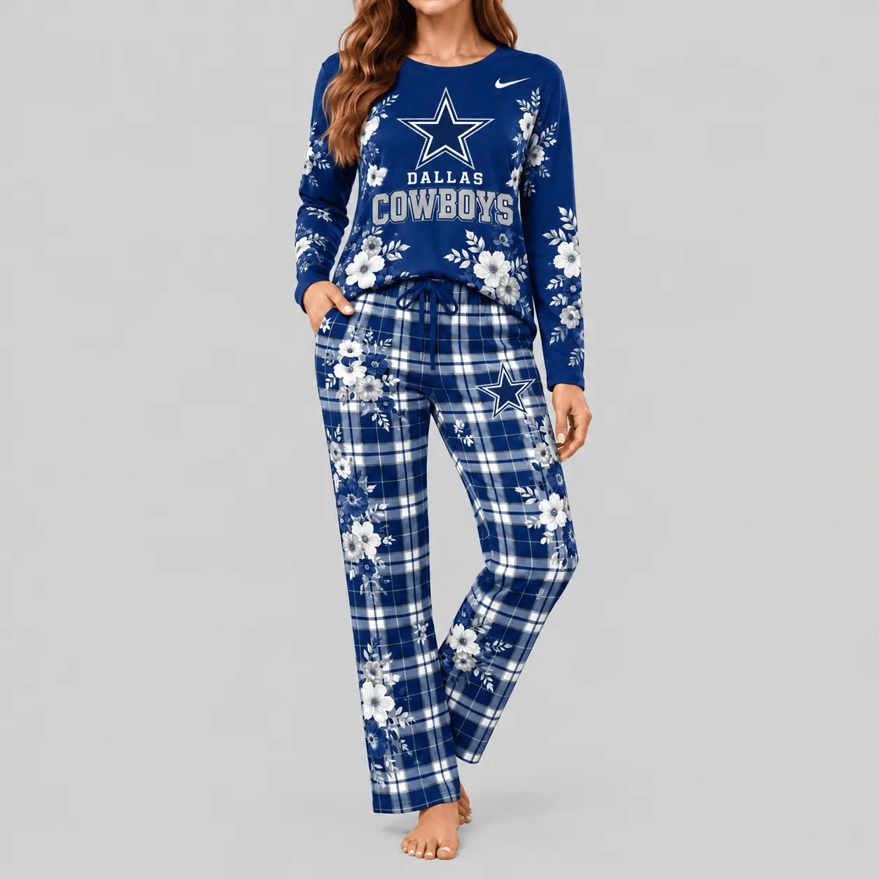 Dallas Cowboys | NFL Floral Plaid Pajama Set