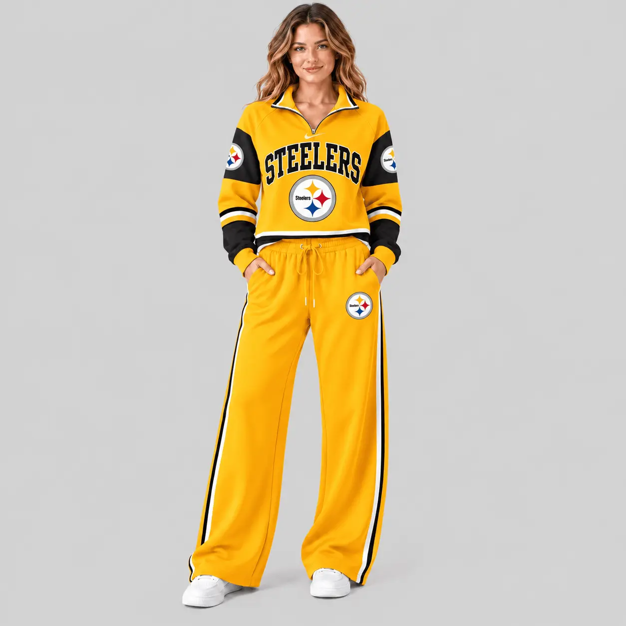 Pittsburgh Steelers | NFL Quarter Zip Wide Leg Pants Set