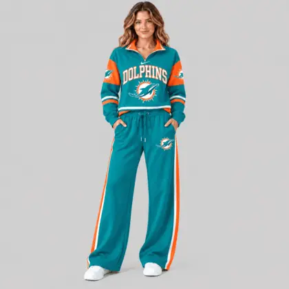 Miami Dolphins | NFL Quarter Zip Wide Leg Pants Set