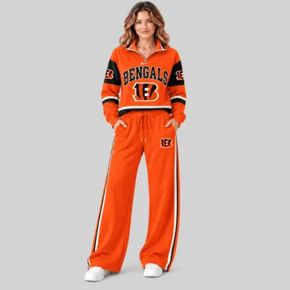 Cincinnati Bengals | NFL Quarter Zip Wide Leg Pants Set