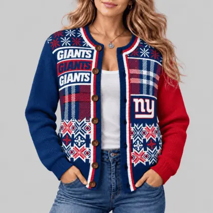 New York Giants | NFL Fair Isle Plaid Knit Cardigan