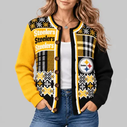 Pittsburgh Steelers | NFL Fair Isle Plaid Knit Cardigan