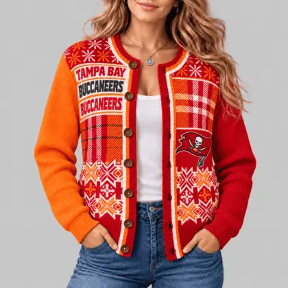 Tampa Bay Buccaneers | NFL Fair Isle Plaid Knit Cardigan