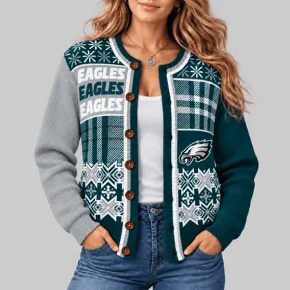 Philadelphia Eagles | NFL Fair Isle Plaid Knit Cardigan
