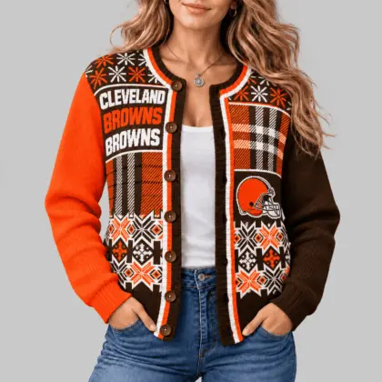 Cleveland Browns | NFL Fair Isle Plaid Knit Cardigan