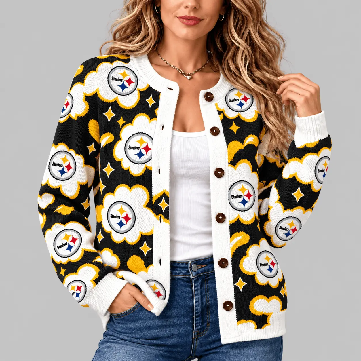 Pittsburgh Steelers | NFL Kiss Pattern Knit Cardigan