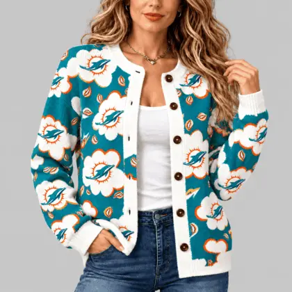 Miami Dolphins | NFL Kiss Pattern Knit Cardigan