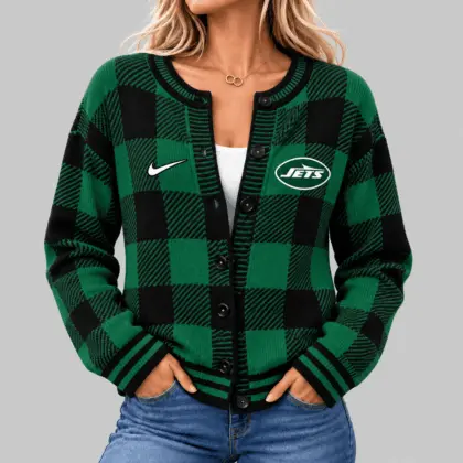 New York Jets | NFL Buffalo Check Knit Cardigan