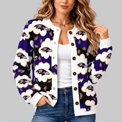 Baltimore Ravens | NFL Kiss Pattern Knit Cardigan