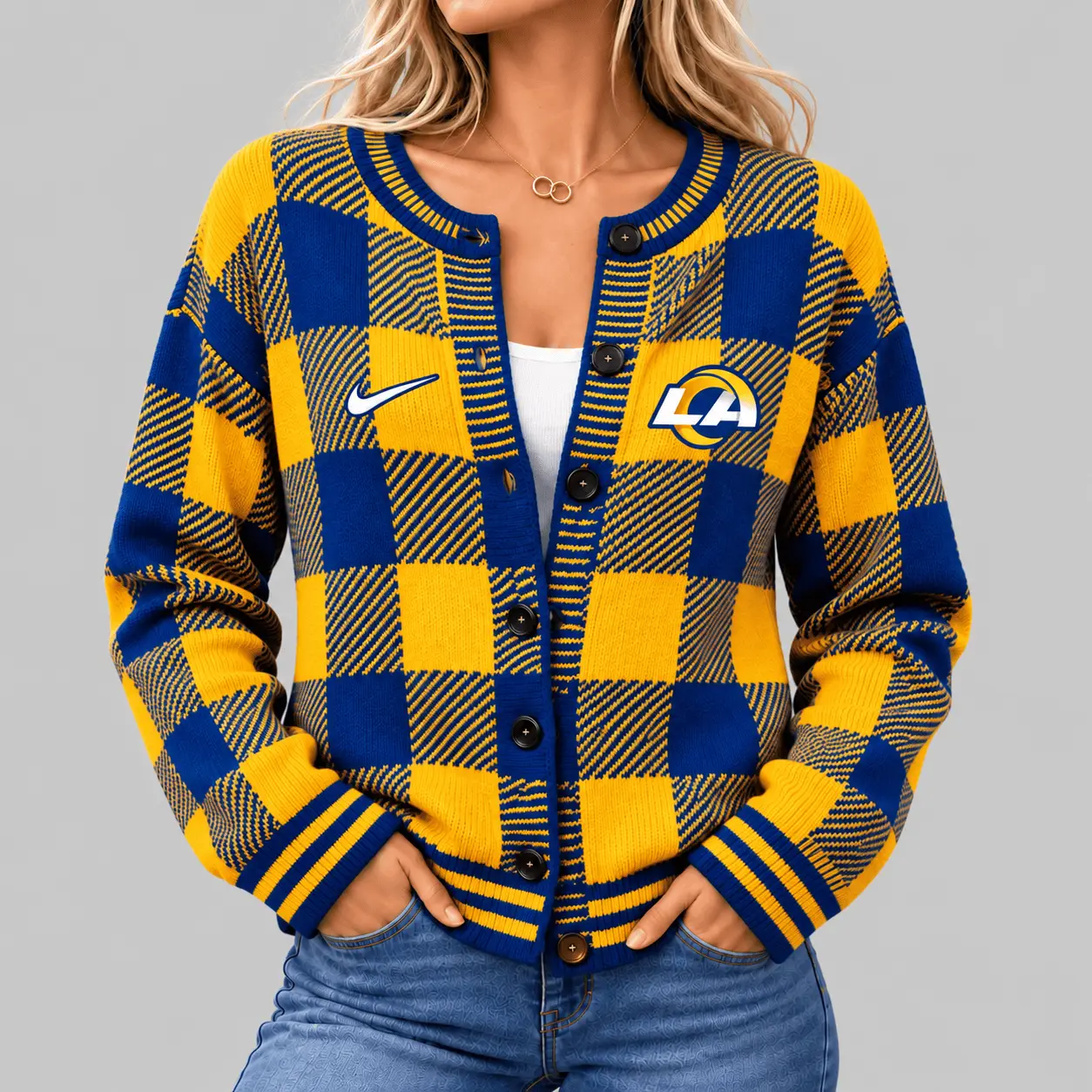 Los Angeles Rams | NFL Buffalo Check Knit Cardigan