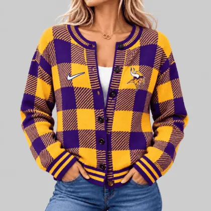 Minnesota Vikings | NFL Buffalo Check Knit Cardigan