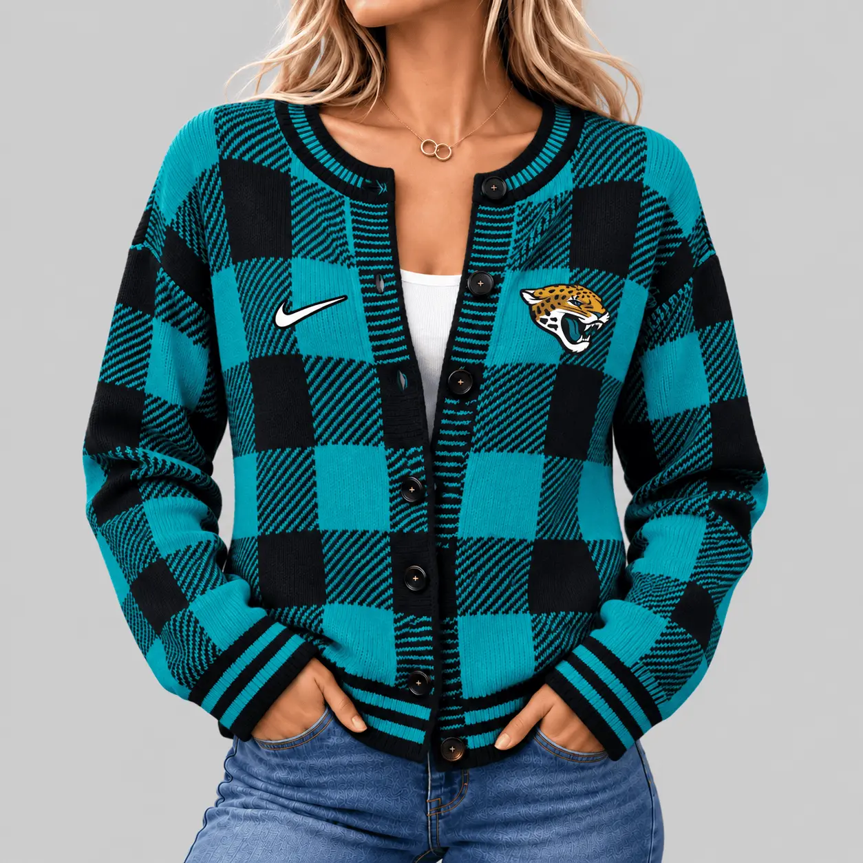 Jacksonville Jaguars | NFL Buffalo Check Knit Cardigan