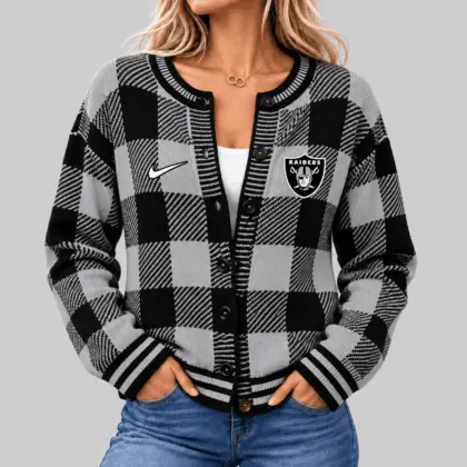 Las Vegas Raiders | NFL Buffalo Check Knit Cardigan
