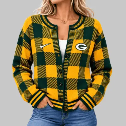 Green Bay Packers | NFL Buffalo Check Knit Cardigan