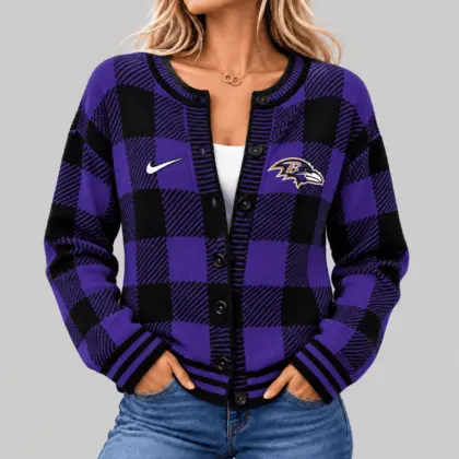 Baltimore Ravens | NFL Buffalo Check Knit Cardigan