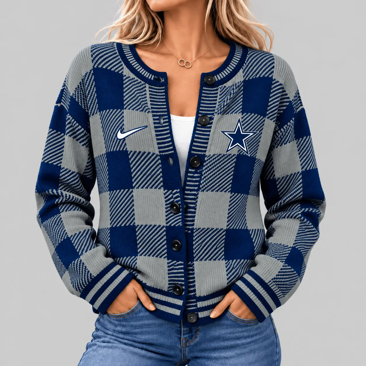 Dallas Cowboys | NFL Buffalo Check Knit Cardigan