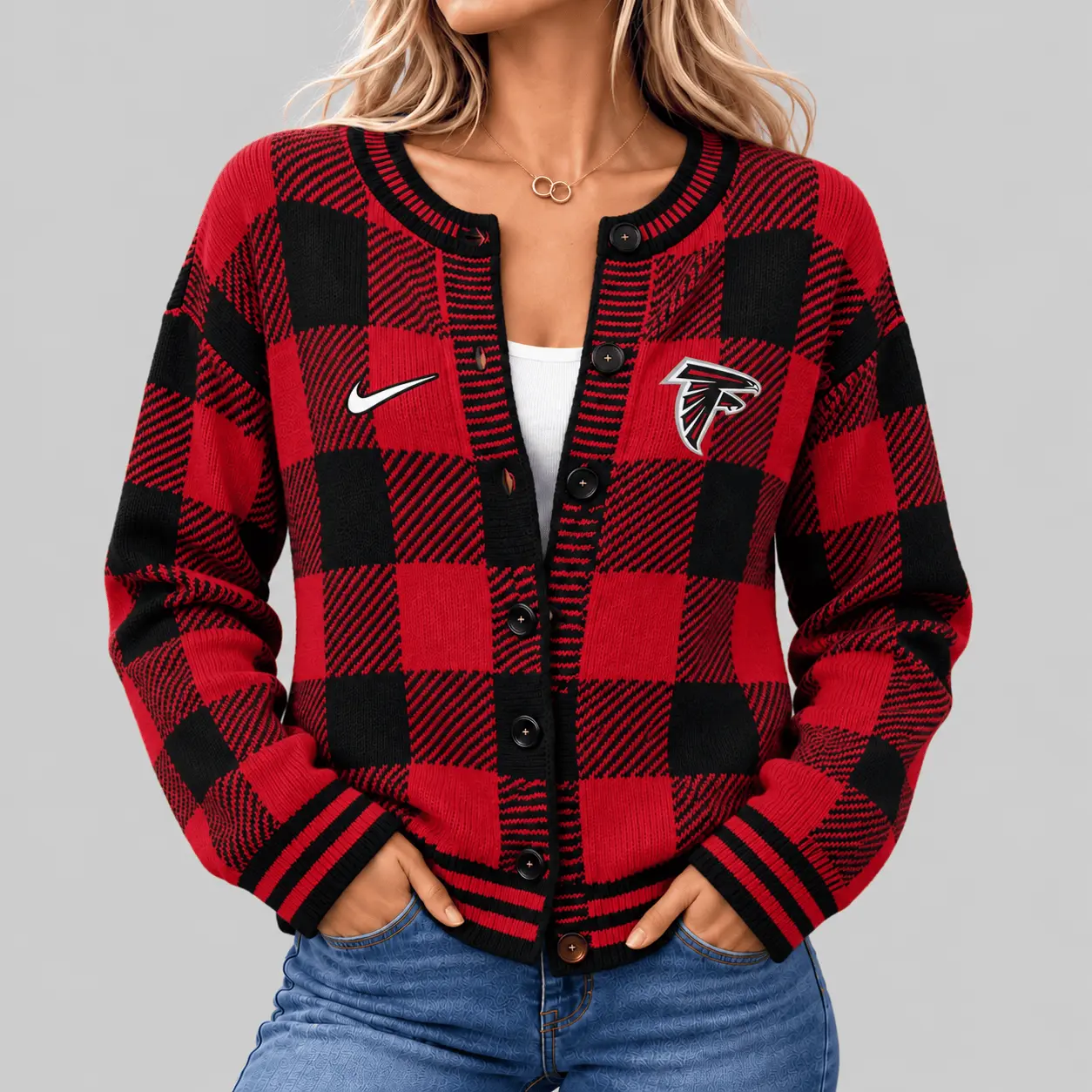Atlanta Falcons | NFL Buffalo Check Knit Cardigan
