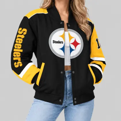 Pittsburgh Steelers | NFL Oversized Logo Baseball Jacket