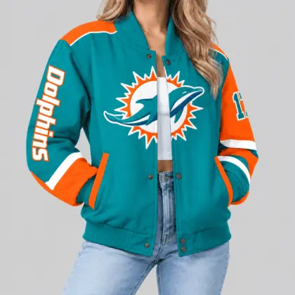 Miami Dolphins | NFL Oversized Logo Baseball Jacket