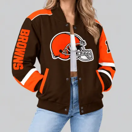 Cleveland Browns | NFL Oversized Logo Baseball Jacket