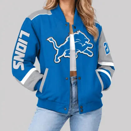 Detroit Lions | NFL Oversized Logo Baseball Jacket