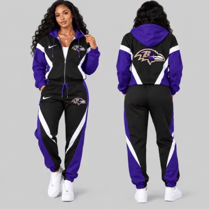 Baltimore Ravens | NFL Contrast Panel Track Jacket Jogger Set