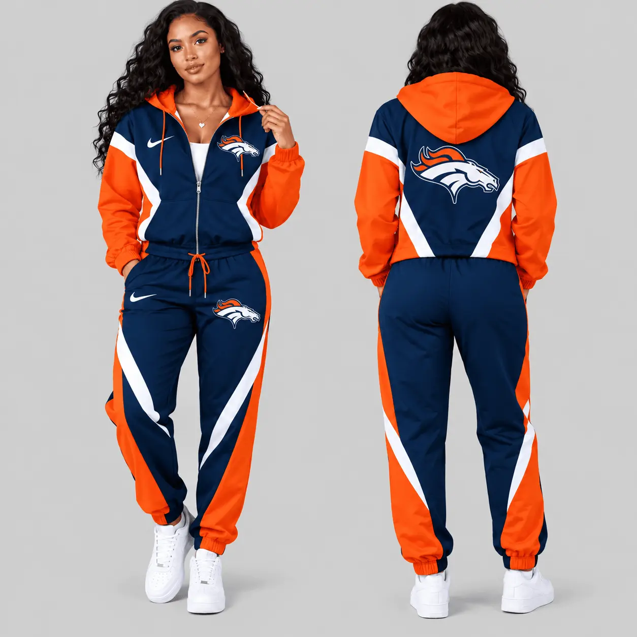 Denver Broncos | NFL Contrast Panel Track Jacket Jogger Set