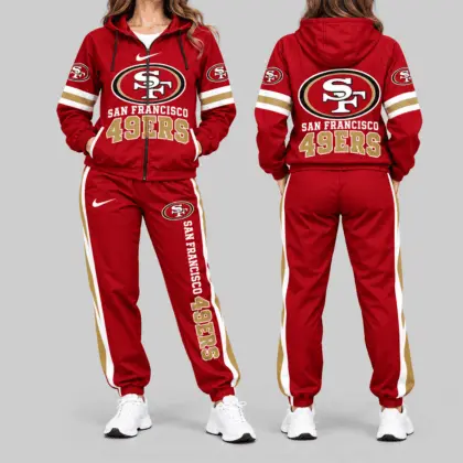 San Francisco 49ers | NFL Stripe Sleeve Hoodie Jogger Set