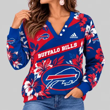 Buffalo Bills | NFL Tropical Floral Henley Long Sleeve Top