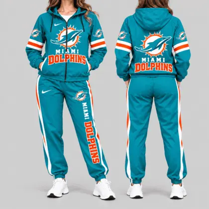 Miami Dolphins | NFL Stripe Sleeve Hoodie Jogger Set
