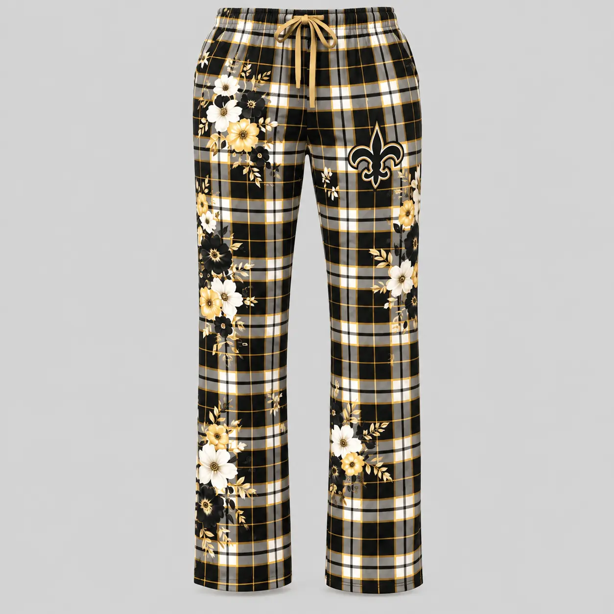 New Orleans Saints | NFL Floral Plaid Pajama Set - Image 3