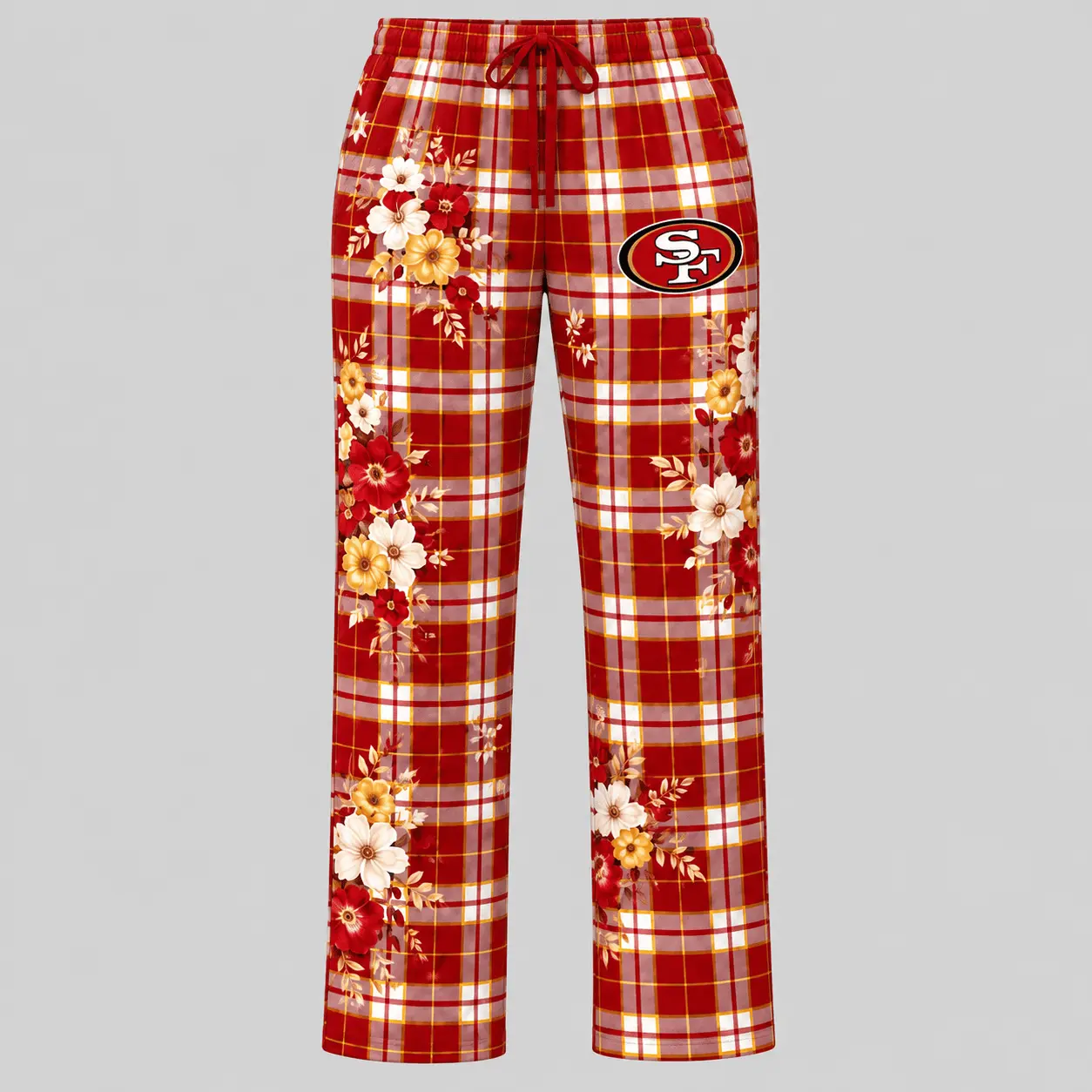 San Francisco 49ers | NFL Floral Plaid Pajama Set - Image 3