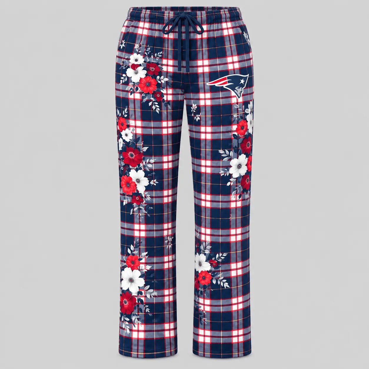 New England Patriots | NFL Floral Plaid Pajama Set - Image 3