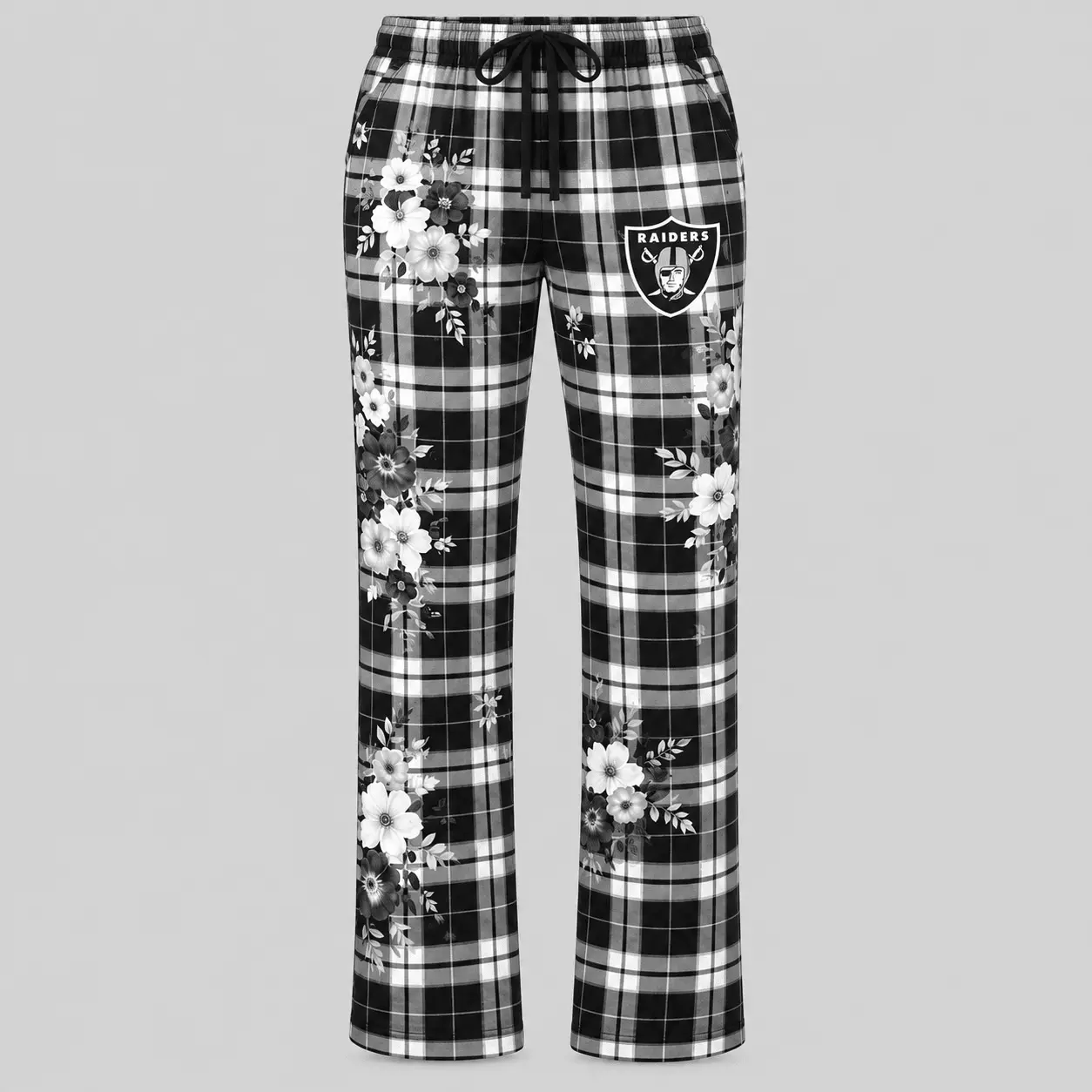 Las Vegas Raiders | NFL Floral Plaid Pajama Set - Image 3