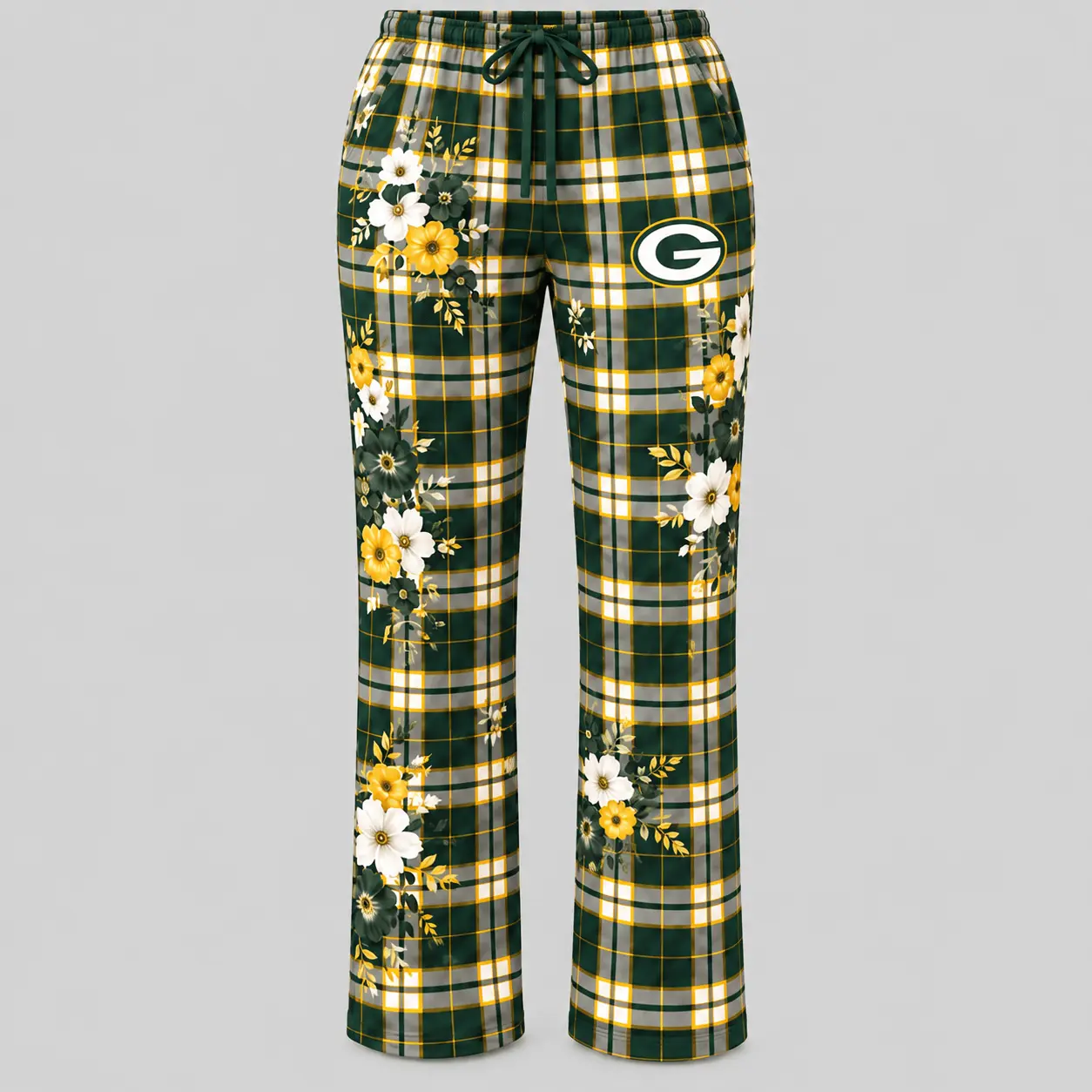 Green Bay Packers | NFL Floral Plaid Pajama Set - Image 3