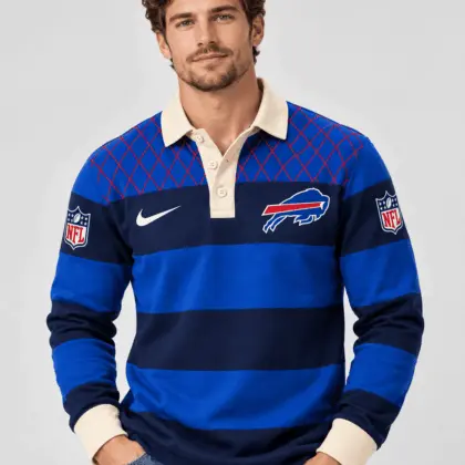 Buffalo Bills | NFL Striped Rugby Polo Sweatshirt