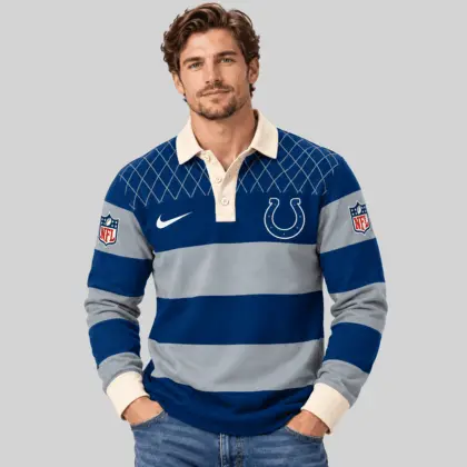 Indianapolis Colts | NFL Striped Rugby Polo Sweatshirt