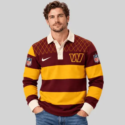 Washington Commanders | NFL Striped Rugby Polo Sweatshirt