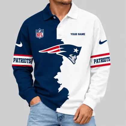 New England Patriots | NFL Split Panel Long Sleeve Polo