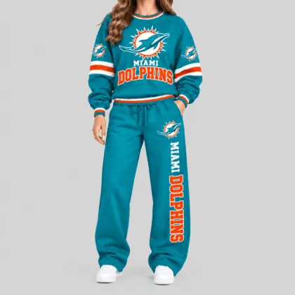Miami Dolphins | NFL Classic Crewneck Sweatshirt Jogger Set